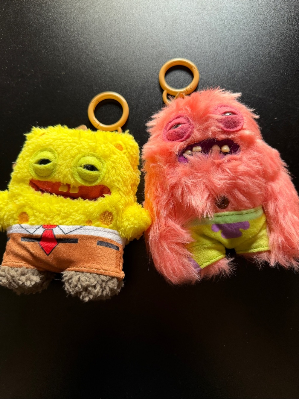 New Fuggler Spongebob Squarepants Bag Clip Keychain Plush 5" Patrick Star Set 2